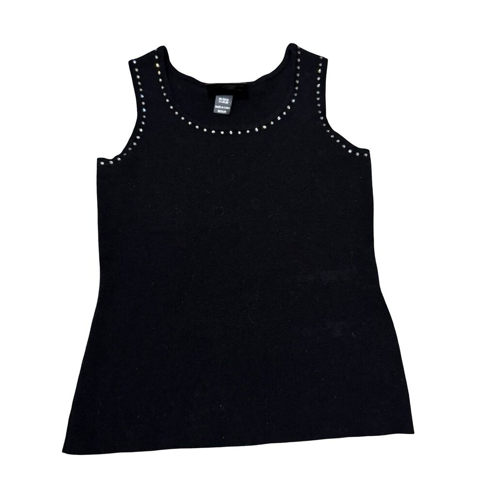 Christine Alexander Medium Black Rhinestone Tank Top